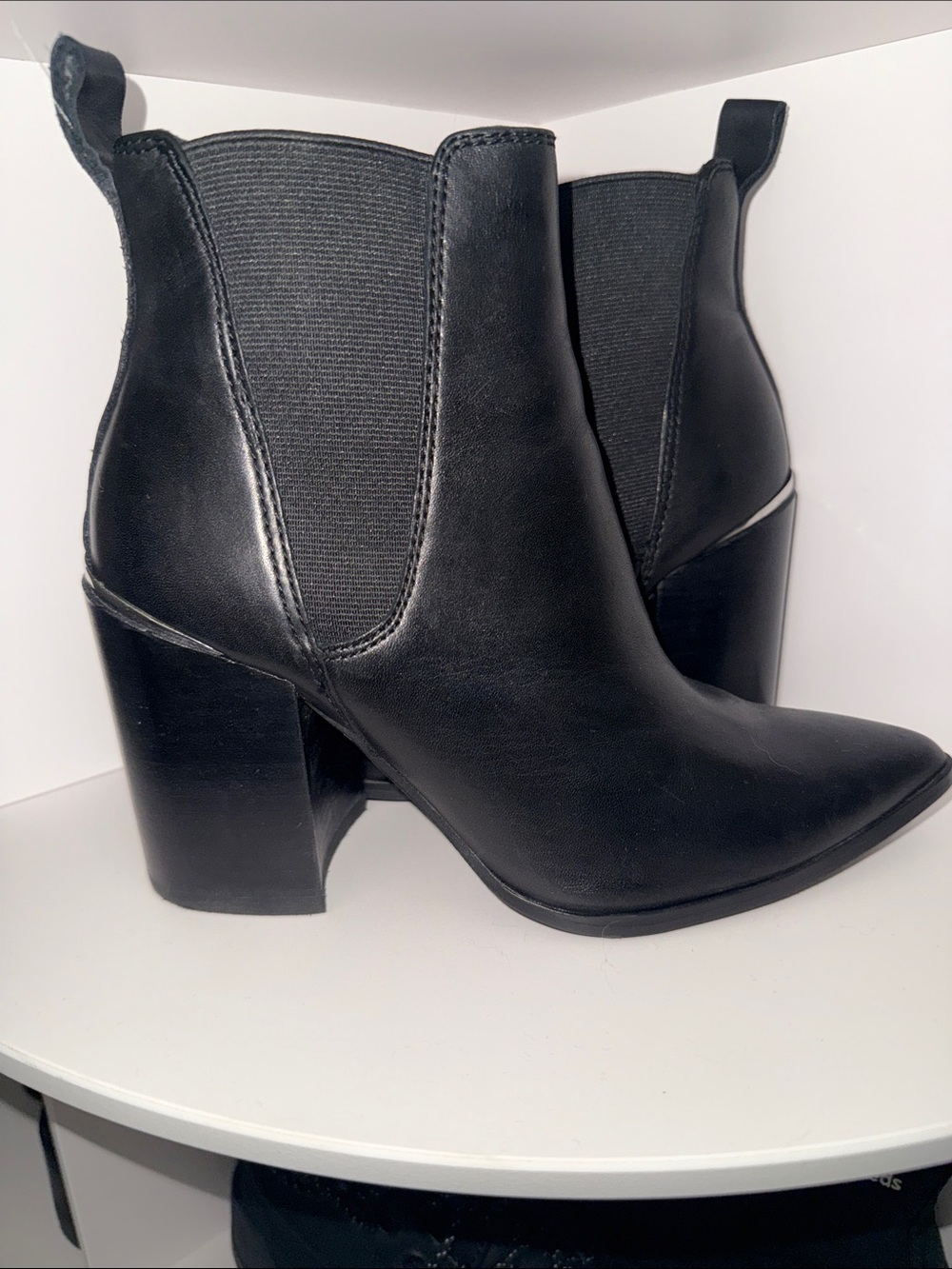 Steve Madden Black Chelsea Block Heel Ankle Boots